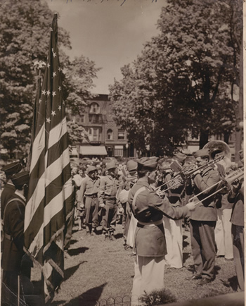 Sepia toned picture of American Legion Band